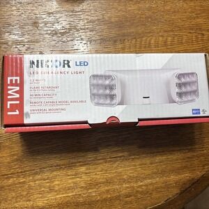 NICOR EML1 LED Emergency Light, 1.2W, Flame Retardant, 90 Min, Universal Mount